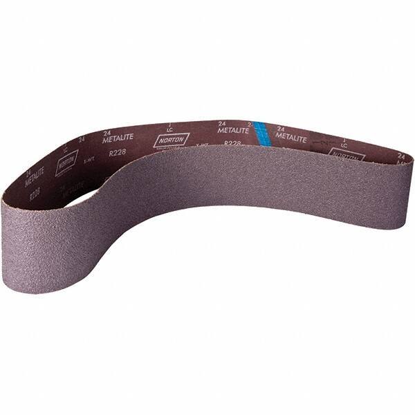 Norton - 4" Wide x 60" OAL, 24 Grit, Aluminum Oxide Abrasive Belt - Aluminum Oxide, Coated, X Weighted Cloth Backing - Top Tool & Supply