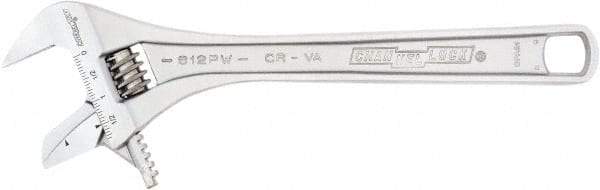 Channellock - 1-3/4" Jaw Capacity, 12" Standard Adjustable Wrench - Chrome Vanadium Steel, Chrome Finish, 12-1/4" OAL - Top Tool & Supply