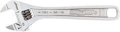 Channellock - 1/2" Jaw Capacity, 4" Standard Adjustable Wrench - Chrome Vanadium Steel, Chrome Finish, 4-1/2" OAL - Top Tool & Supply