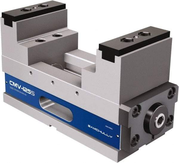 Samchully - 125mm Jaw Width, 210mm Max Jaw Opening, 125mm Throat Depth, Manual Precision Self Centering Vise - Steel, 13.07" OAL x 4.92" OAW x 7.2834" OAH - Top Tool & Supply