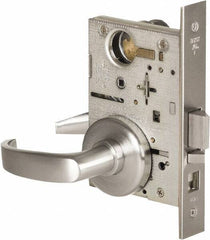 Stanley - Office Lever Lockset for 1-3/8 to 1-3/4" Thick Doors - 2-3/8 to 2-3/4" Back Set, Brass, Satin Chrome Finish - Top Tool & Supply