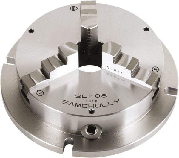 Samchully - 3 Jaw, 305mm Diam, Self Centering Manual Lathe Chuck - Plain Back Mount, Adjustable, 100mm Through Hole Diam, Forged Steel - Top Tool & Supply