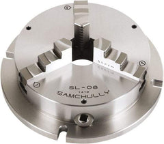 Samchully - 3 Jaw, 255mm Diam, Self Centering Manual Lathe Chuck - Plain Back Mount, Adjustable, 76mm Through Hole Diam, Forged Steel - Top Tool & Supply