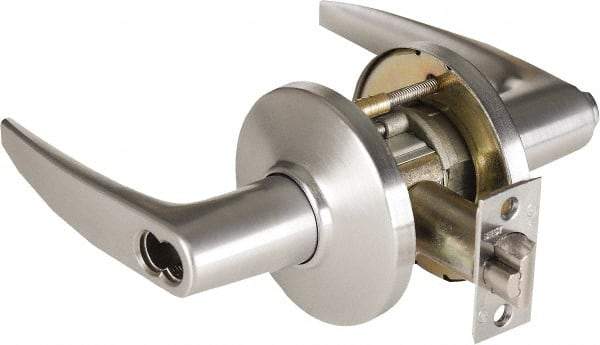 Stanley - Grade 1 Storeroom Lever Lockset - 2-3/4" Back Set, Zinc, Satin Chrome Finish - Top Tool & Supply