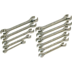 SK - 11 Piece, 1/4 x 5/16 to 3/4 x 7/8", Flare Nut Wrench Set - Inch/Metric System of Measurement, Chrome Finish - Top Tool & Supply