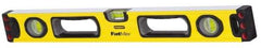 Stanley - 24" Long 3 Vial Box Beam Level - Aluminum, Yellow, 1 Level & 2 Plumb Vials - Top Tool & Supply