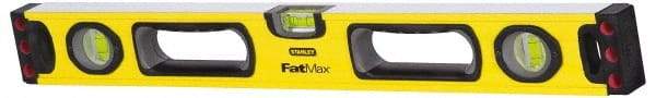 Stanley - 48" Long 3 Vial Box Beam Level - Aluminum, Yellow, 1 Level & 2 Plumb Vials - Top Tool & Supply