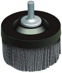 Osborn - 1-1/2" 120 Grit Silicon Carbide Crimped Disc Brush - Fine Grade, Quick Change Connector, 1-3/8" Trim Length, 1/4" Shank Diam - Top Tool & Supply