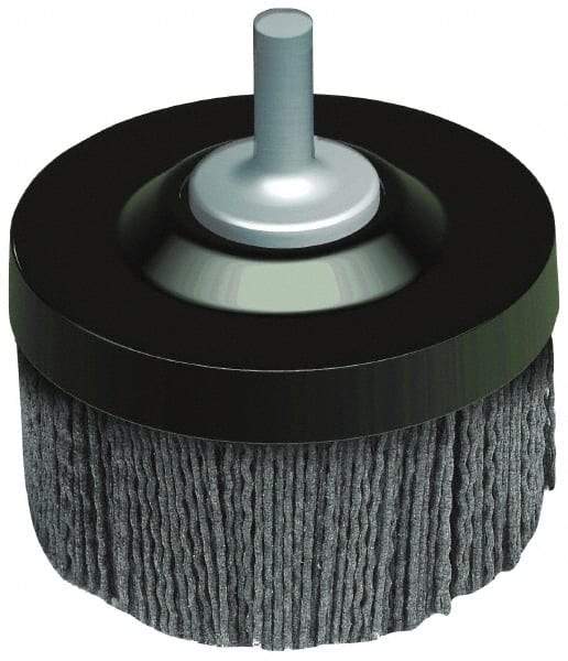 Osborn - 1-1/2" 80 Grit Silicon Carbide Crimped Disc Brush - Medium Grade, Quick Change Connector, 1-3/8" Trim Length, 1/4" Shank Diam - Top Tool & Supply