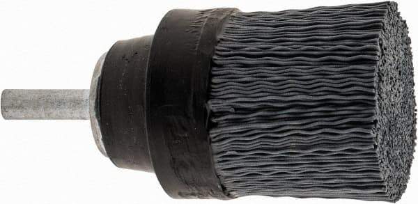 Osborn - 1-1/2" 320 Grit Silicon Carbide Crimped Disc Brush - Extra Fine Grade, Quick Change Connector, 1-3/8" Trim Length, 1/4" Shank Diam - Top Tool & Supply