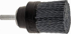 Osborn - 1-1/2" 320 Grit Silicon Carbide Crimped Disc Brush - Extra Fine Grade, Quick Change Connector, 1-3/8" Trim Length, 1/4" Shank Diam - Top Tool & Supply