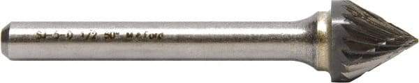 M.A. Ford - 1/8" Cut Diam, 1/8" Shank Diam, Tree Head Single Cut Burr - Carbide, Point End, 3/32" LOC, 1-1/2" OAL - Top Tool & Supply