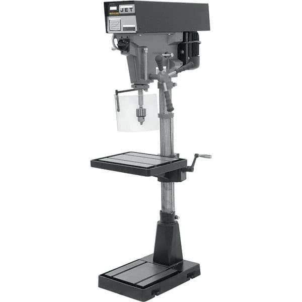 Jet - 15" Swing, Variable Speed Pulley Drill Press - Variable Speed, 1 hp, Single Phase - Top Tool & Supply