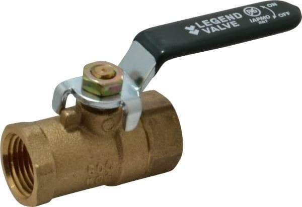 Legend Valve - 1/2" Pipe, Full Port, Brass Full Port Ball Valve - Bi-Directional, FNPT x FNPT Ends, Quarter Turn Handle, 600 WOG, 150 WSP - Top Tool & Supply