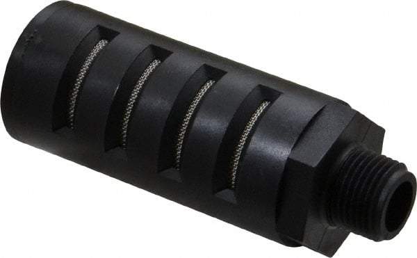 PRO-SOURCE - 3/8 Male NPT, 1" Hex, 3-27/64" OAL, Muffler - 150 Max psi, Glass Filled Nylon - Top Tool & Supply