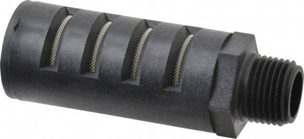 PRO-SOURCE - 1/2 Male NPT, 1" Hex, 3-35/64" OAL, Muffler - 150 Max psi, Glass Filled Nylon - Top Tool & Supply