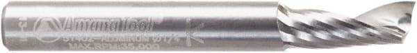 Amana Tool - 1/4" Cutting Diam x 5/8" Length of Cut, 1 Flute, Upcut Spiral Router Bit - Right Hand Cut, Solid Carbide, 2" OAL x 1/4" Shank Diam - Top Tool & Supply