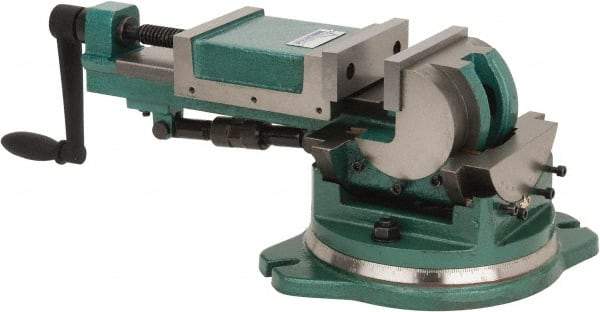 Gibraltar - 5" Jaw Width, 5-23/32" Jaw Opening Capacity, 3-Way Angle Swivel Machine Vise - Manual Operation, 1 Station, 25" Long x 8.46" High x 1-1/2" Deep, Cast Iron - Top Tool & Supply