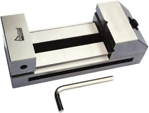 Gibraltar - 3-15/32" Jaw Width, 5" Jaw Opening Capacity, 1.57" Jaw Height, Toolmaker's Vise - Flat Jaw, 0.003" Parallelism, 0.005" Squareness, 195mm OAL x 3-5/32" OAH - Top Tool & Supply