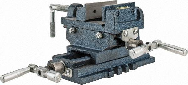 Interstate - 2-23/32" Jaw Opening Capacity x 1" Throat Depth, Horizontal Drill Press Vise - 3" Wide x 27/32" High Jaw, Cross Slide Base, Standard Speed, 5-7/16" OAL x 4.72" Overall Height, Cast Iron - Top Tool & Supply