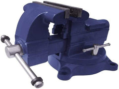 Gibraltar - 5-1/2" Jaw Width x 5" Jaw Opening Capacity, 3-7/16" Throat Depth, Bench & Pipe Combination Vise - 1/8 to 2-1/2" Pipe Capacity, Swivel Base, Bolt Down Attachment, Ductile Iron - Top Tool & Supply