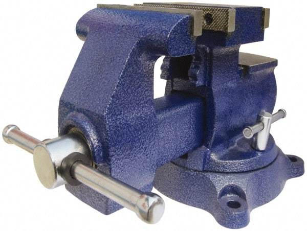 Gibraltar - 5-1/2" Jaw Width x 6" Jaw Opening Capacity, 3-3/4" Throat Depth, Bench & Pipe Combination Vise - 1/8 to 3" Pipe Capacity, Swivel Base, Bolt Down Attachment, Ductile Iron - Top Tool & Supply