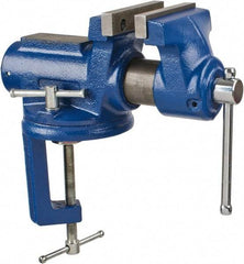 Gibraltar - 4" Jaw Width, 2-1/4" Opening Capacity, 2" Throat Depth, Cast Iron Stationary Bench Vise - Clamp-On Base Attachment - Top Tool & Supply