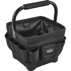 Bucket Boss - 19 Pocket Black Ballistic Polyester Tool Bag - 11" Wide x 11" Deep x 10" High - Top Tool & Supply