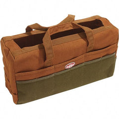 Bucket Boss - 30 Pocket Brown & Green Canvas Tool Bag - 17" Wide x 6" Deep x 10" High - Top Tool & Supply