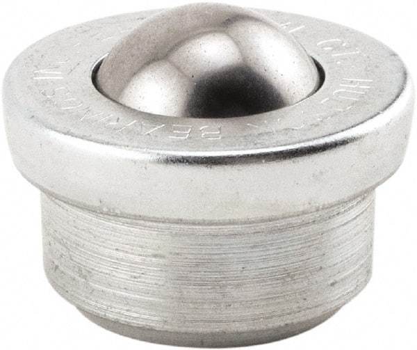 Hudson Bearing - 1 Inch Diameter, Round, Carbon Steel Ball Transfer - 1.6719 Inch Overall Diameter, 5/8 Inch Mount Height, 200 Lb. Capacity - Top Tool & Supply