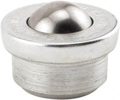 Hudson Bearing - 1 Inch Diameter, Round, Stainless Steel Ball Transfer - 1.6719 Inch Overall Diameter, 5/8 Inch Mount Height, 200 Lb. Capacity - Top Tool & Supply