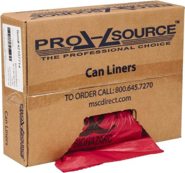 PRO-SOURCE - 45 Gal Capacity, Red, Hazardous Waste Bag - 1.3 mil Thick x 38" Wide x 48" High, Roll - Top Tool & Supply