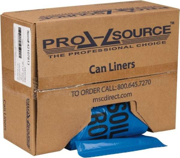 PRO-SOURCE - 32 Gal Capacity, Blue, Hazardous Waste Bag - 1.3 mil Thick x 30" Wide x 43" High, Roll - Top Tool & Supply