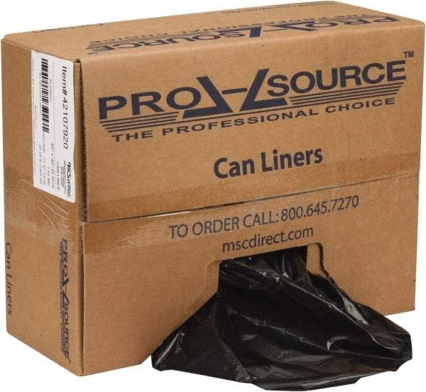 PRO-SOURCE - 1.65 mil Thick, Heavy-Duty Trash Bags - Linear Low-Density Polyethylene (LLDPE), Flat Pack Dispenser, 40" Wide x 46" High, Black - Top Tool & Supply