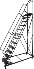 Ballymore - 173" 14 Step Ladder - Rolling Safety Ladder, 600 Lb Capacity, 140" Platform Height, 32" Base Width x 107" Base Depth, Perforated Tread - Top Tool & Supply