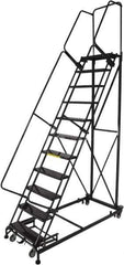 Ballymore - 143" 11 Step Ladder - Rolling Safety Ladder, 600 Lb Capacity, 110" Platform Height, 32" Base Width x 87" Base Depth, Expanded Metal Tread - Top Tool & Supply