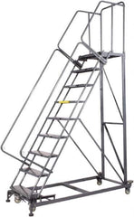 Ballymore - 123" 9 Step Ladder - Rolling Safety Ladder, 600 Lb Capacity, 90" Platform Height, 32" Base Width x 75" Base Depth, Expanded Metal Tread - Top Tool & Supply