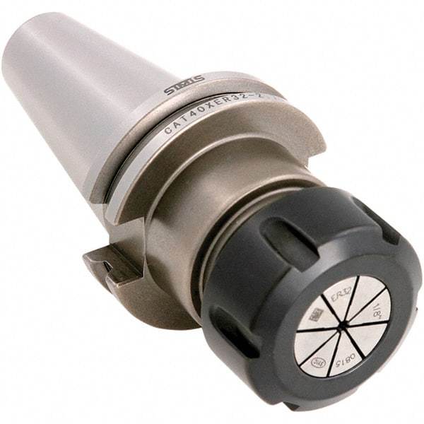 Techniks - 1/16 to 0.406" Capacity, 4" Projection, CAT40 Taper Shank, ER16 Collet Chuck - 6.687" OAL - Exact Industrial Supply