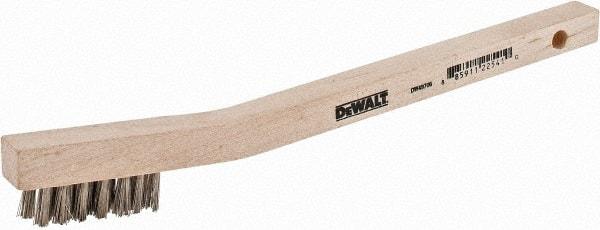 DeWALT - 7 Rows x 3 Columns Stainless Steel Scratch Brush - 7-3/4" OAL, 5/8" Trim Length, Wood Curved Handle - Top Tool & Supply