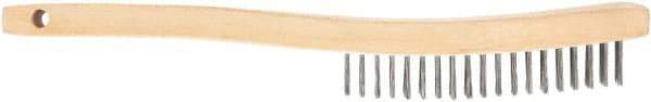 DeWALT - 7 Rows x 3 Columns Steel Scratch Brush - 7-3/4" OAL, 5/8" Trim Length, Wood Toothbrush Handle - Top Tool & Supply