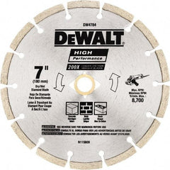 DeWALT - 7" Diam, 5/8 & 7/8" Arbor Hole Diam, Wet & Dry Cut Saw Blade - Diamond Matrix, Standard Round Arbor - Top Tool & Supply