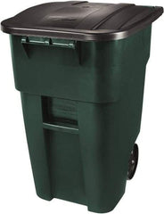 Rubbermaid - 50 Gal Green Square Trash Can - Polyethylene, 36-1/2" High x 28-1/2" Long x 23.38" Wide - Top Tool & Supply