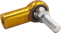 Made in USA - 5/8" ID, 1-1/2" Max OD, 7,400 Lb Max Static Cap, Female Spherical Rod End with Stud - 5/8-18 RH, 1" Shank Diam, 1-3/8" Shank Length, Carbon Steel with Plastic Raceway - Top Tool & Supply