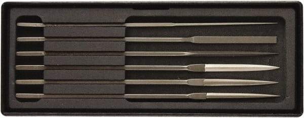 Value Collection - 6 Piece Needle Pattern File Set - Fine Coarseness, Set Includes Comprise, Pillar, Half Round, Crossing, Square, Round, Barrette - Top Tool & Supply