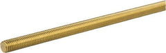 Made in USA - 5/8-18 UNF (Fine), 2' Long, Brass General Purpose Threaded Rod - Uncoated, Right Hand Thread - Top Tool & Supply