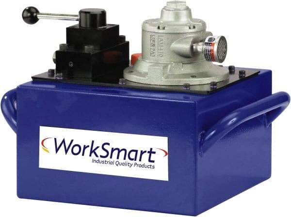 Value Collection - 10,000 psi Air-Hydraulic Pump & Jack - 3 Gal Oil Capacity, Manual Valve, Use with Double Acting Cylinders, Advance, Hold & Retract - Top Tool & Supply