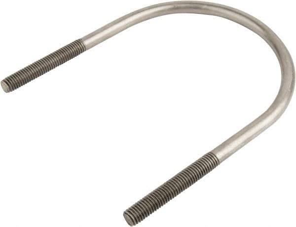 Made in USA - 7/8-9 UNC, 16-1/16" Long, Round U Bolt Clamp with No Mount Plate for 12" Pipe - 4-1/4" Thread Length, 12-7/8" Wide, Grade 304 Stainless Steel - Top Tool & Supply