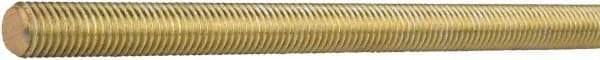 Value Collection - 1-1/4-7 UNC (Coarse), 2' Long, Brass General Purpose Threaded Rod - Yellow Zinc-Plated Finish, Right Hand Thread - Top Tool & Supply