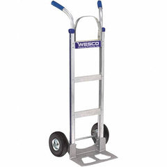 Wesco Industrial Products - 600 Lb Capacity 49" OAH Hand Truck - 14 x 7-1/2" Base Plate, Dual Handle, Aluminum, Full Pneumatic Wheels - Top Tool & Supply