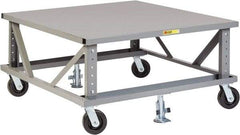 Little Giant - 3,600 Lb Capacity Steel Adjustable Height Pallet Stand - Steel Deck, 40" OAW, 48" Platform Length, Phenolic Casters - Top Tool & Supply